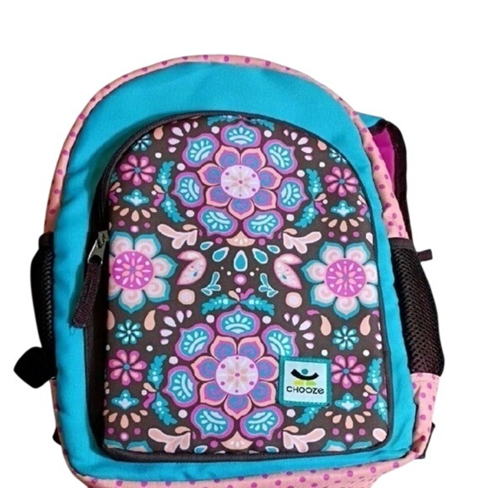Chooze Kids Backpack - Double Face Pink and Blue with Floral and Stripes